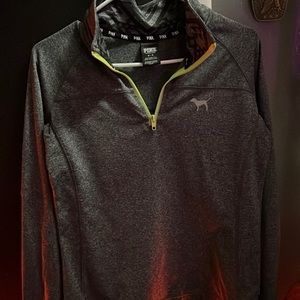 Size medium grey heathered quarter zip long sleeve Pink shirt with thumb holes